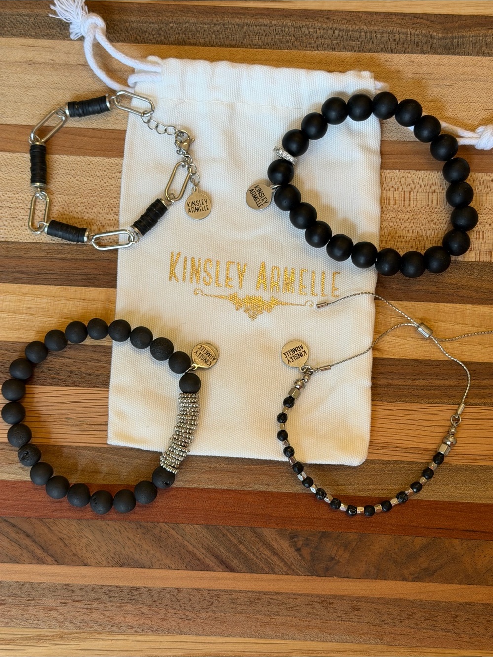 Kinsley Armelle Black Beaded Bracelet Set